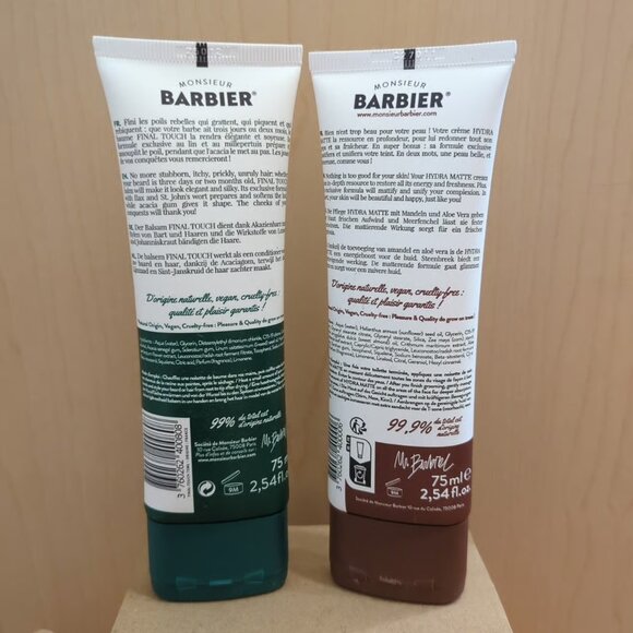 Hydra-Matte Moisturizer & Final Touch Beard Hair Care Balm Men Monsieur Barbier - Picture 2 of 4